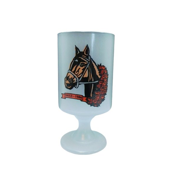 Other - RARE! 1986 SMILE Minnesota's First NATIONAL RACING CHAMPION Frosted Horse Glass